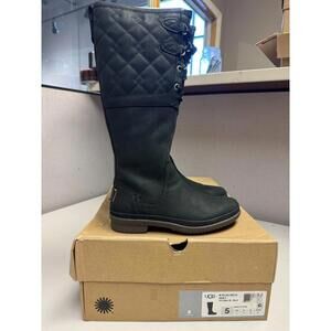 UGG Women's Elsa Deco Quilt Black Tall Riding Boot Size 5 Brand New